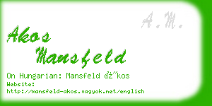 akos mansfeld business card